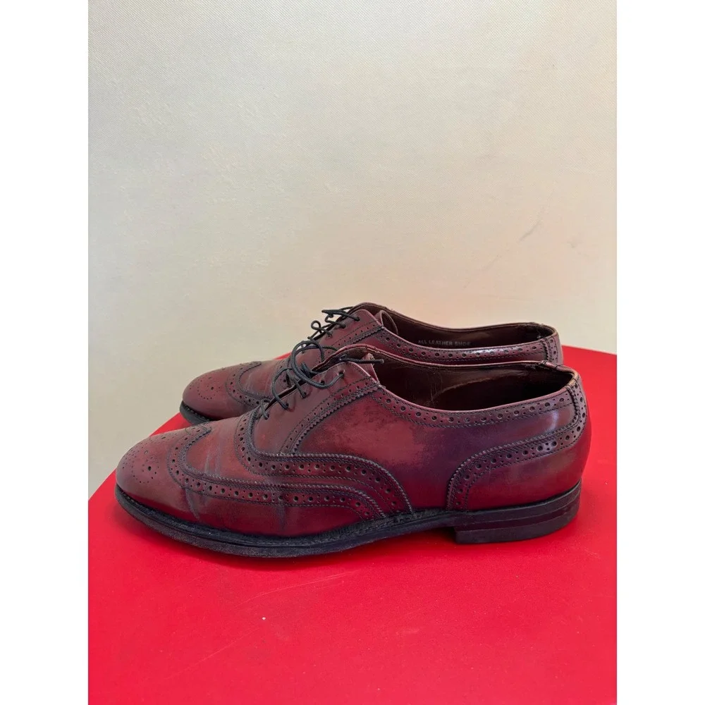 Vintage Mens Burgundy Leather Wingtip Oxford Brogue Dress Shoes Cat's Paw 12 B/C